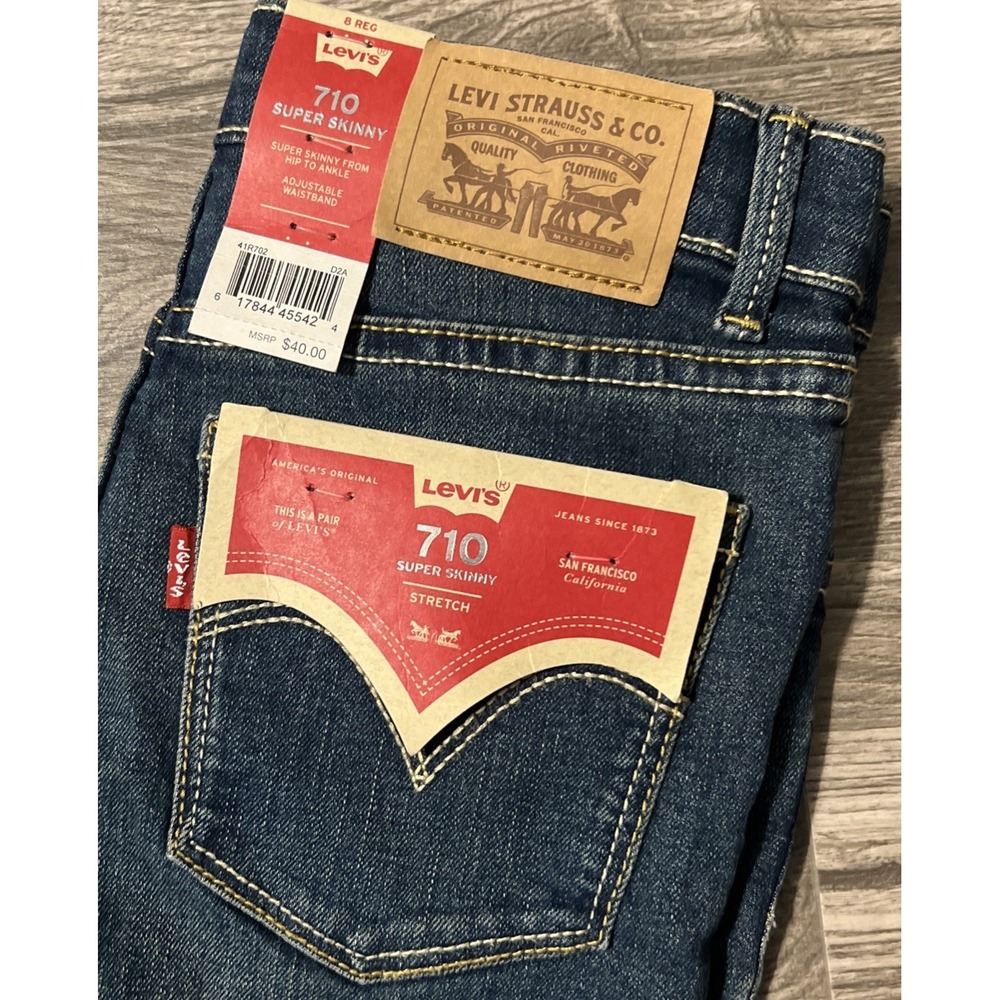 Levi's Girl's 710 Super Skinny-Leg Stretch Dark Wash Blue Jeans Size 8 (24x25)